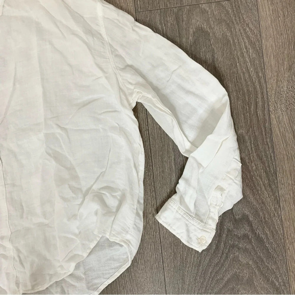 Aritzia Community Shirt Poplin cotton linen White Collared Half Button Size XXS - Picture 6 of 16